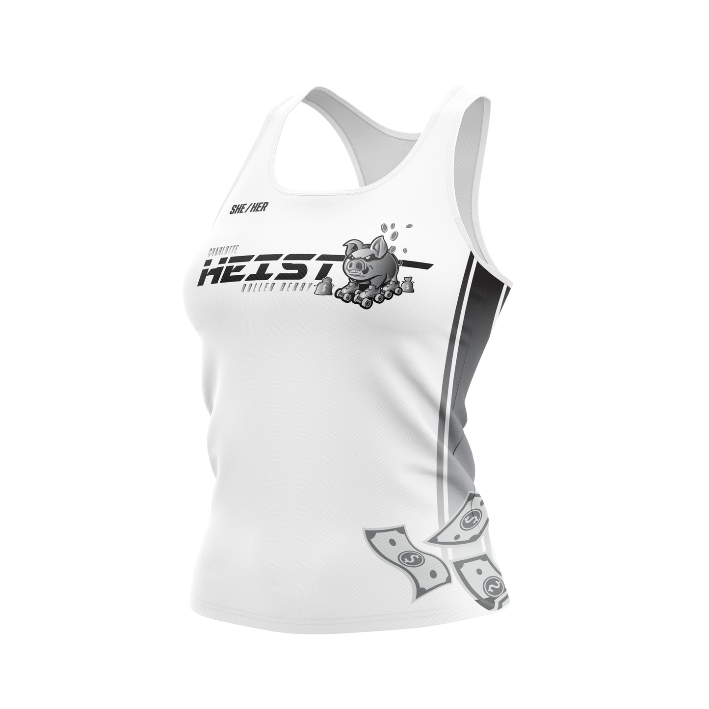 Charlotte Heist Racerback Tank White